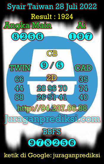 Prediksi Taiwan 28 Juli 2022, Syair taiwan hari ini Kamis 28 7 2022