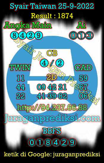 Prediksi Syair China 25 September 2022 dan Kode Syair China hari ini adalah Bocoran China serta Prediksi china akurat Minggu 25-9-2022. Prediksi togel china 4d hari ini kami ambil dari syair china Minggu 25 September 2022.